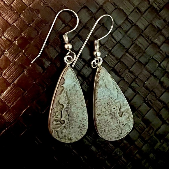 Boucles D'oreilles En Agate Jaune Et Argent 925 - Neuves Sans Emballage